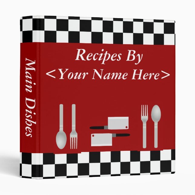 Large Checkerboard Personalized Recipe Binder (Front/Spine)