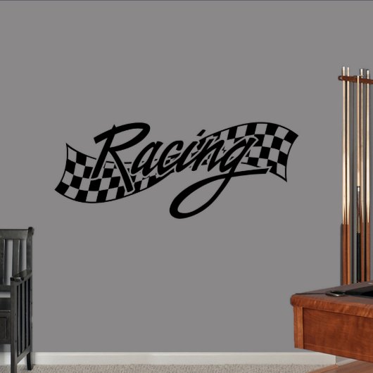 Large Checkered Racing Black Wall Decal (Front)