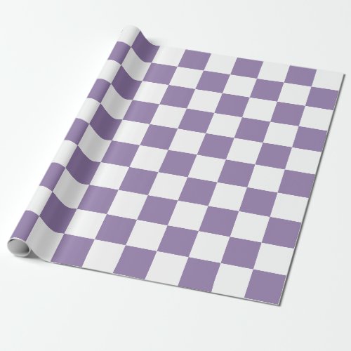 Large Checks Lavender Purple White Checkered  Wrapping Paper