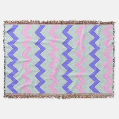 Large chevron pattern pink blue throw blanket