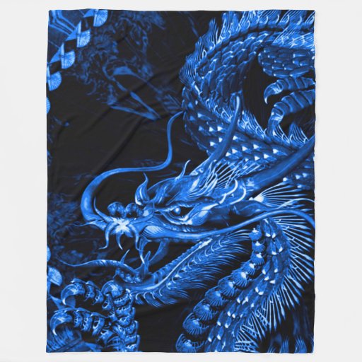Large Chinese Water Dragon Art Fleece Blanket | Zazzle