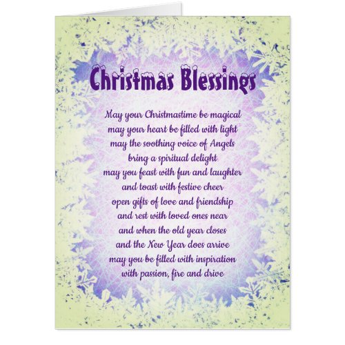 Large Christmas Blessings Beautiful Words design Card