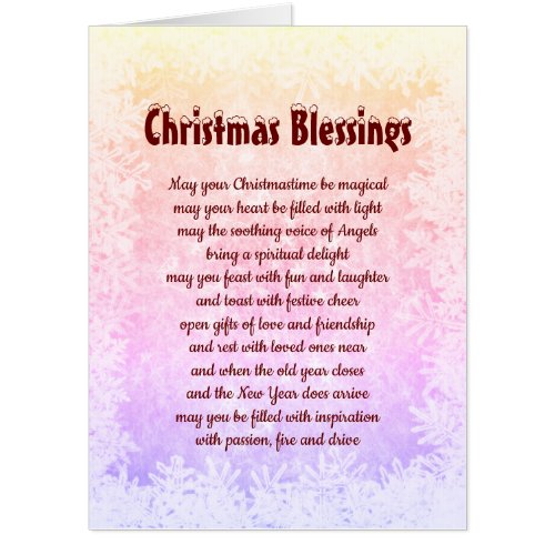 Large Christmas Blessings Beautiful Words design Card