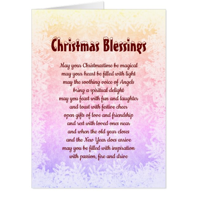 Large Christmas Blessings Beautiful Words design Card (Front)