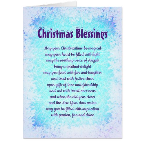Large Christmas Blessings Beautiful Words design Card