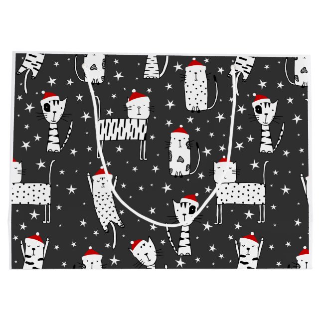 Large Christmas Cats Gift Bag (Back)