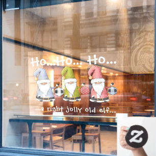 Large Christmas Elves/Gnomes with Ornaments Window Cling