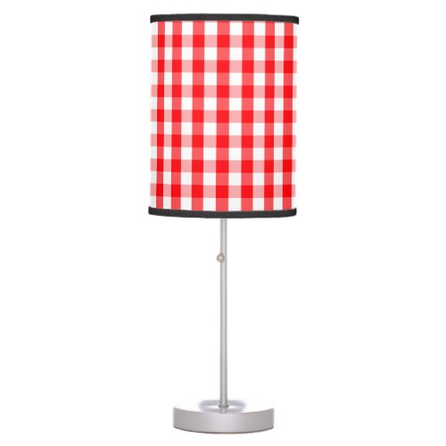 Large Christmas Red and White Gingham Check Plaid Table Lamp