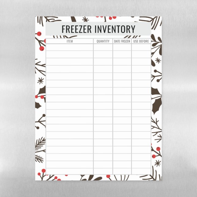Large Christmas Themed Freezer Inventory Magnetic Dry Erase Sheet (Vertical)