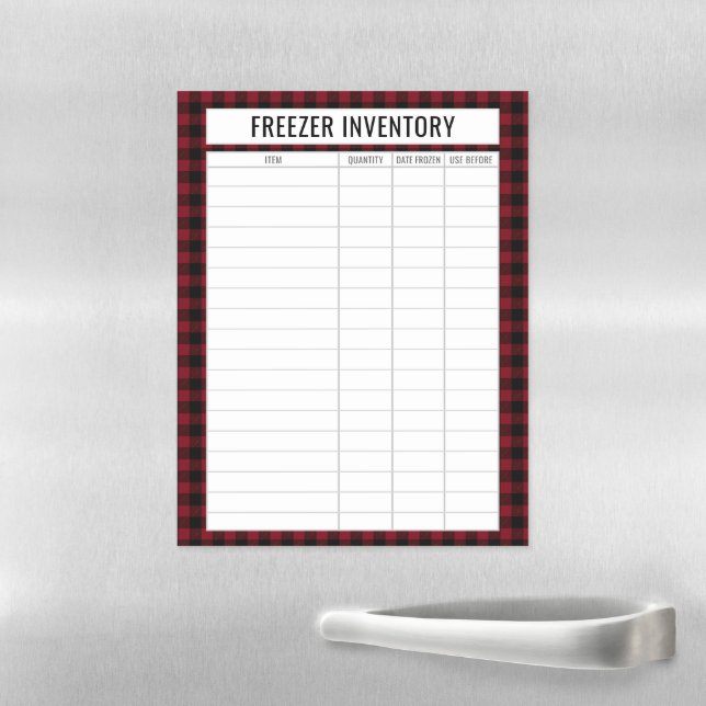 Large Christmas Themed Red Plaid Freezer Inventory Magnetic Dry Erase Sheet (In Situ)