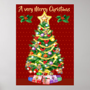 Large Christmas Tree poster reds.