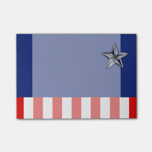 Large Chrome Like Silver Star on Festive Colors Post-it Notes