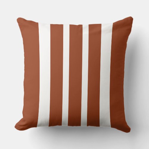  Large Cinnamon Brown And White Stripe  Throw Pillow