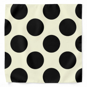 Large circles polka dots black cream bandana