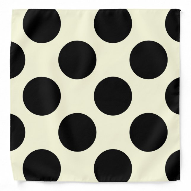 Large circles polka dots black cream bandana (Front)