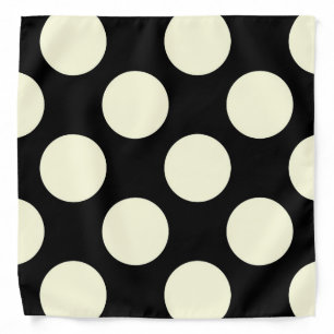 Large circles polka dots black cream bandana