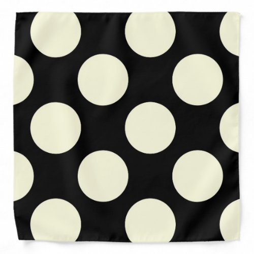 Large circles polka dots black cream bandana