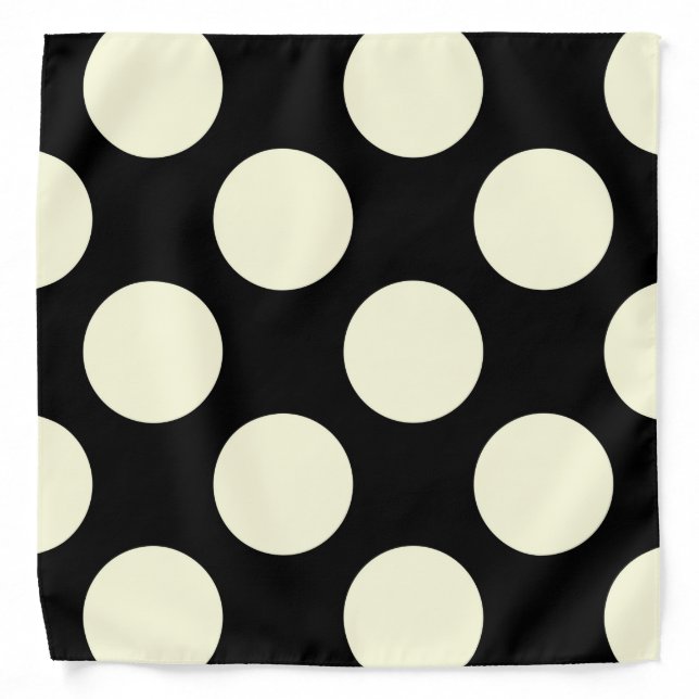 Large circles polka dots black cream bandana (Front)