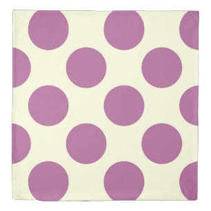 Large circles polka dots cream purple duvet cover