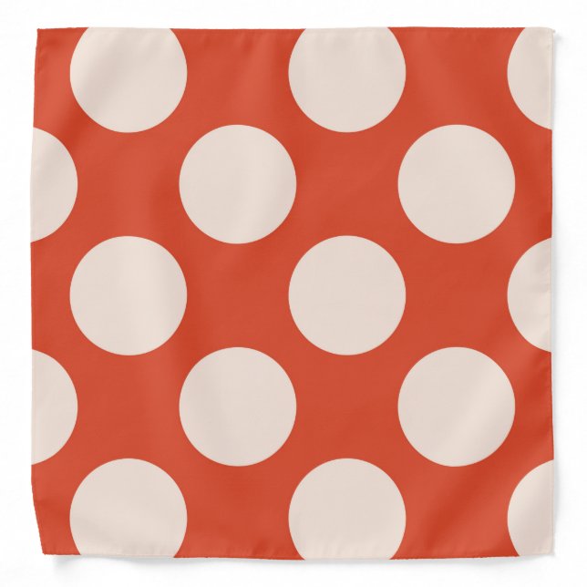 Large circles polka dots pink on red bandana (Front)