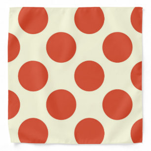 Large circles polka dots red cream bandana