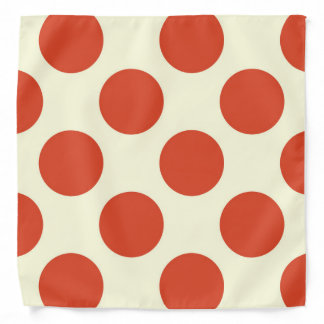 Large circles polka dots red cream bandana