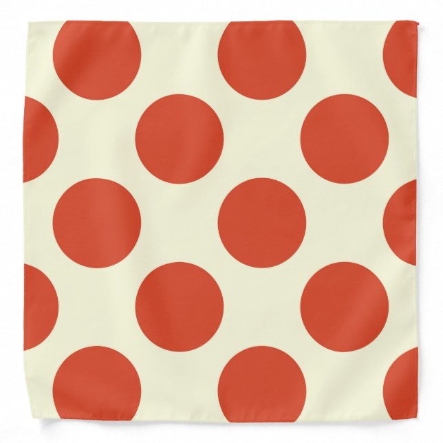 Large circles polka dots red cream bandana (Front)