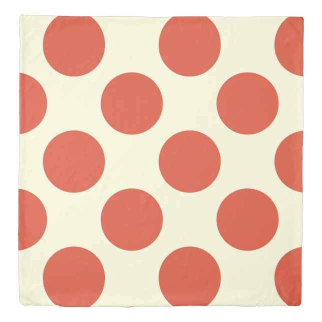 Large circles polka dots red cream duvet cover (Front)