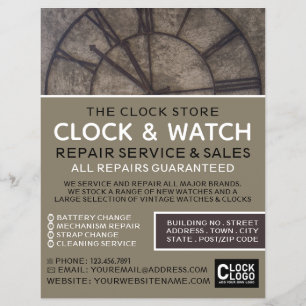 Large Clock Face, Horologist Advertising Flyer
