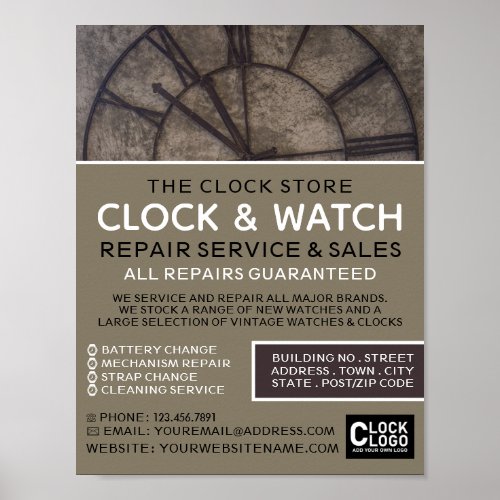 Large Clock Face Horologist Advertising Poster