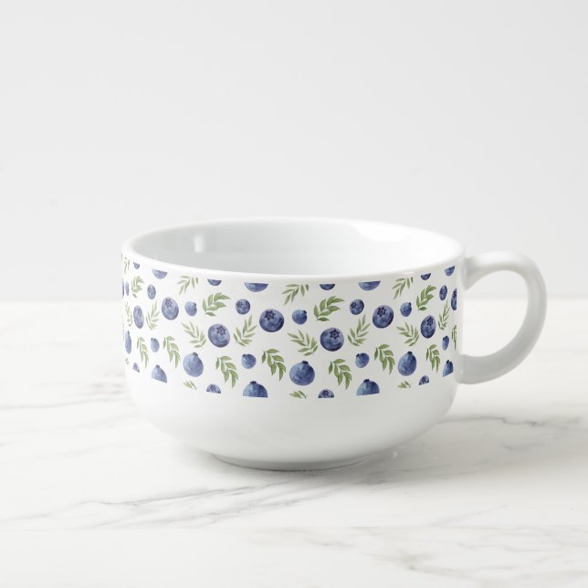 Large Coffee Cup Mug Soup Bowl Blueberries (Left)