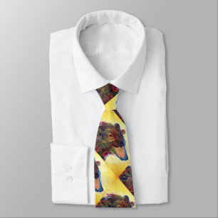 Large Colorful Abstract Bear Art Tie
