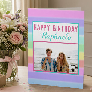 Large Colorful Custom Photo Happy Birthday Card