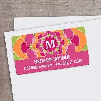 Large Colorful Flower Design with Monogram Label