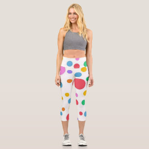 Large Colorful Polka-Dot Capri Leggings
