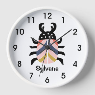 Large colorful striped beetle bug personalized clock