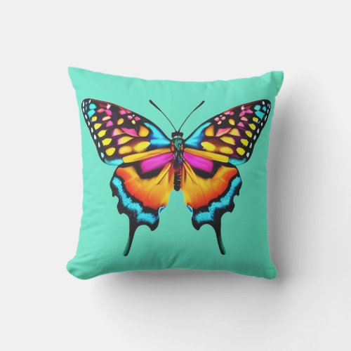 Large Colorful Swallowtail Butterfly Outdoor Pillow
