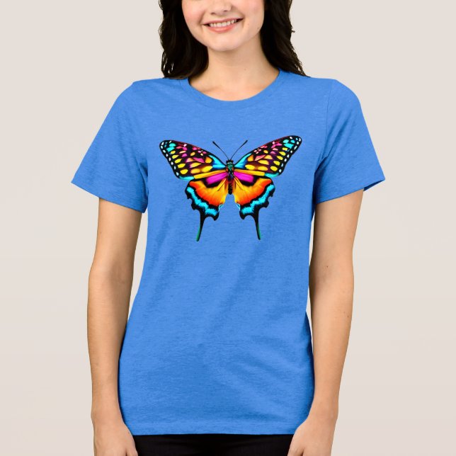 Large Colorful Swallowtail Butterfly Tri-Blend Shirt (Front)