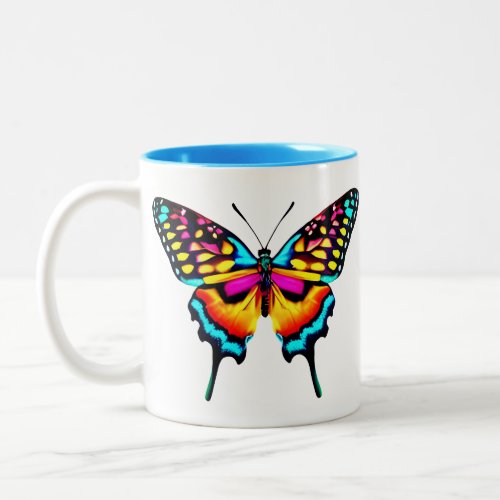 Large Colorful Swallowtail Butterfly Two_Tone Coffee Mug