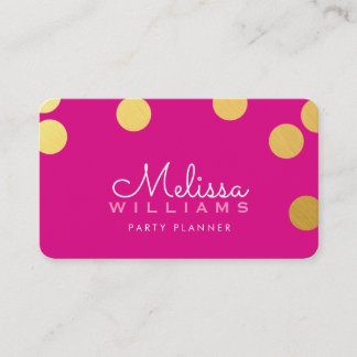 LARGE CONFETTI SPOT cute luxe faux gold foil pink Business Card