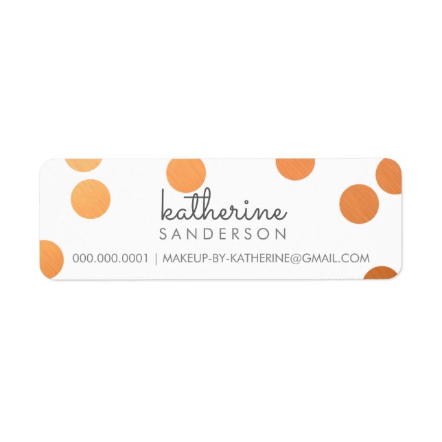 LARGE CONFETTI SPOT modern bold copper foil grey Label (Front)