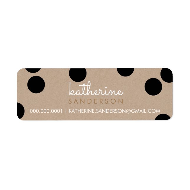 LARGE CONFETTI SPOT modern cute bold black kraft Label (Front)