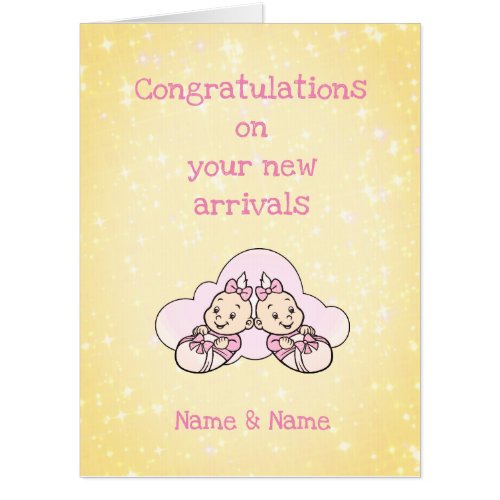 Large Congratulations Twin Girls Design Card