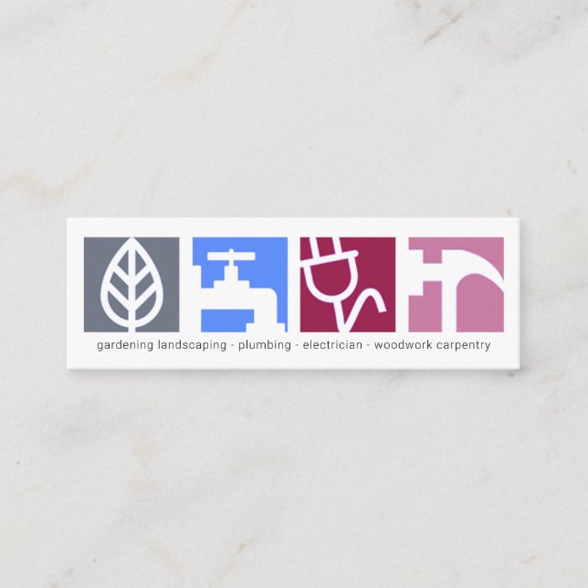 Large Construction Services Icon Signage Mini Business Card (Front)