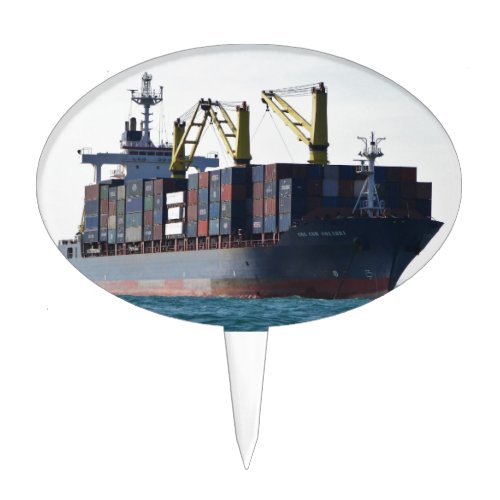 Large Container Ship At Anchor Cake Topper