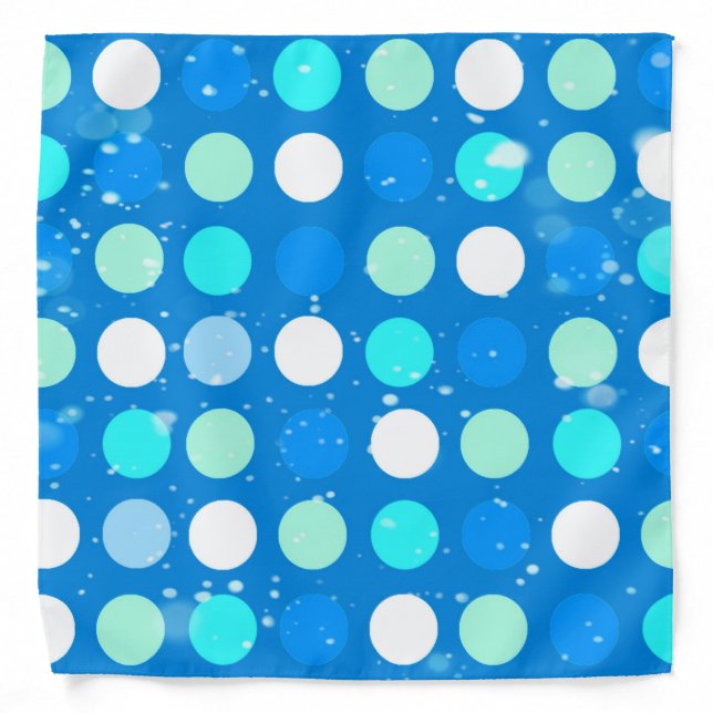 Large cool blue polka dots pattern bandanas (Front)