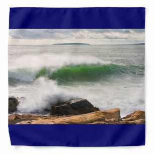 Large Crashing Waves Seascape Acadia National Park Bandana