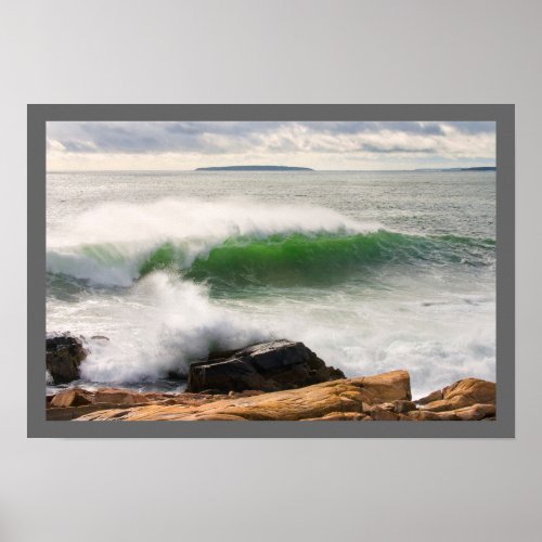 Large Crashing Waves Seascape Acadia National Park Poster