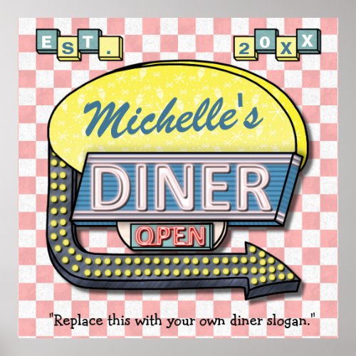 Large Create Your Own Custom Retro 50s Diner Sign