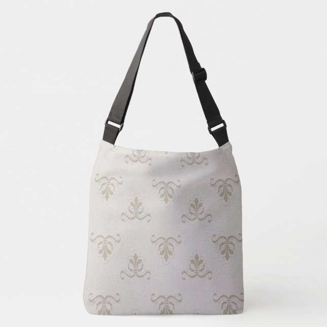 Large, Crown Patterned Cross-Body Tote Bag (Front)